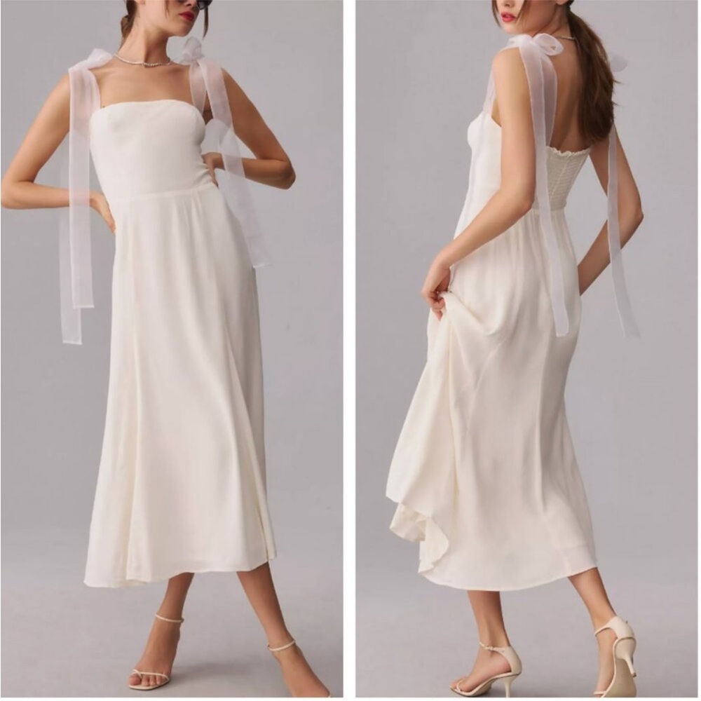 Reformation Kairo Midi Dress Size 12 Ivory White Bridal Little White Dress